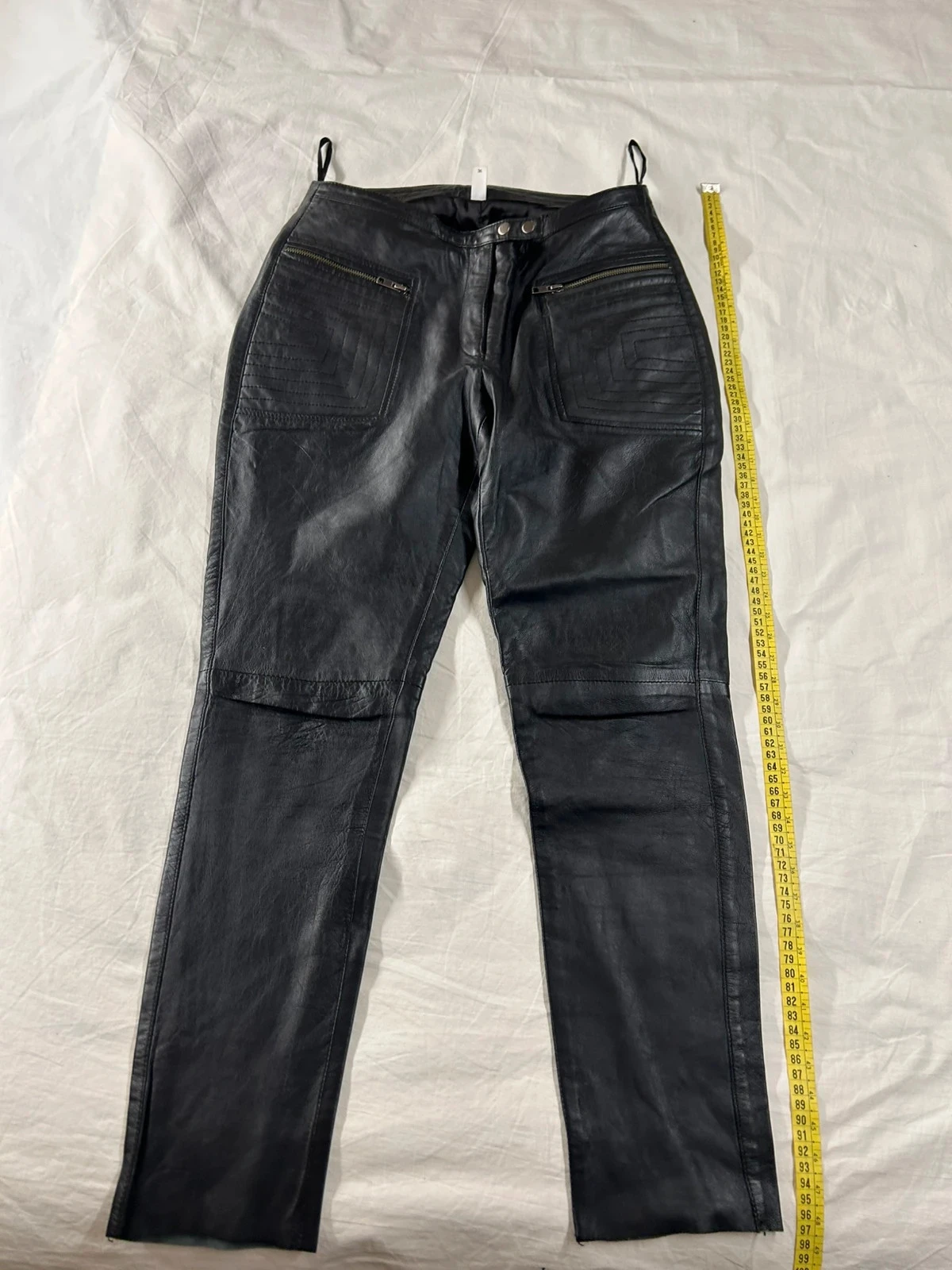Pantalon noir droit en cuir vero moda taille 36 100% cuir